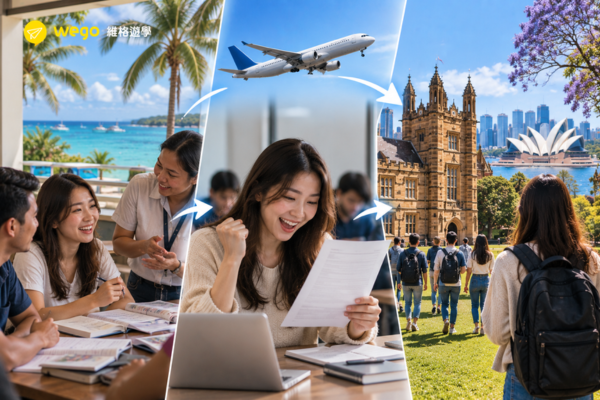 先去菲律賓宿霧語言學校密集衝刺英文 ➔ 拿到雅思檢定高分後直接直升澳洲名校
